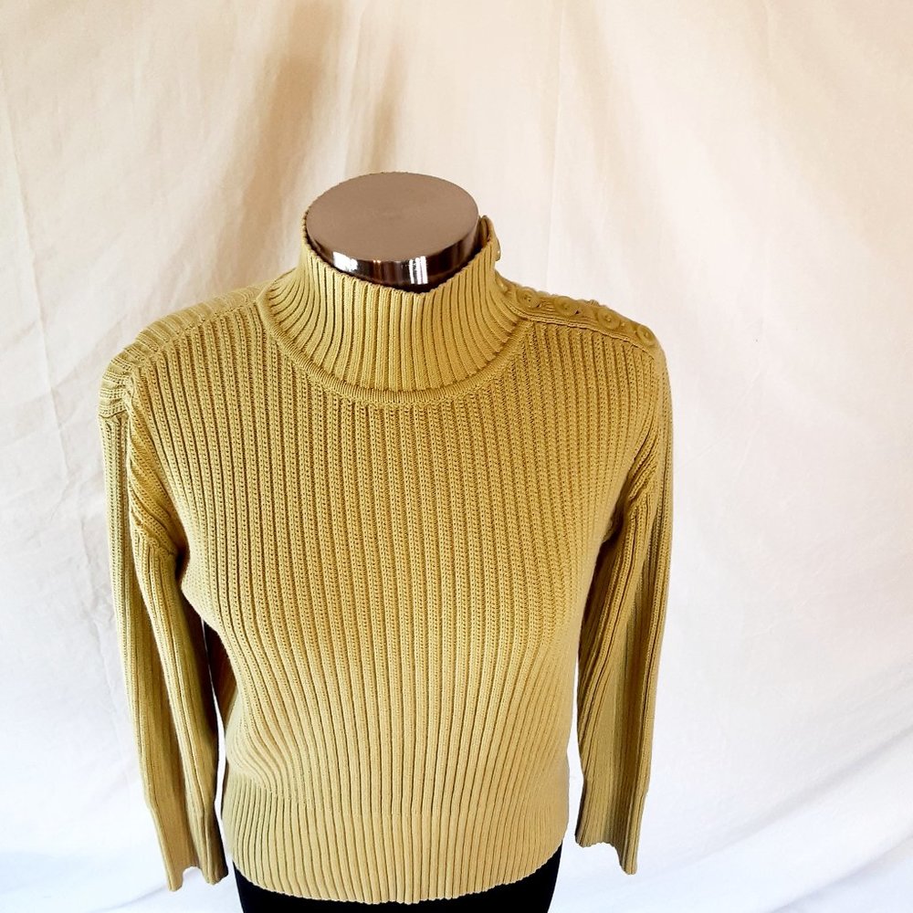 J Jill Subdued Lime Green 100% Cotton Knit Sweater - Picture 6 of 8